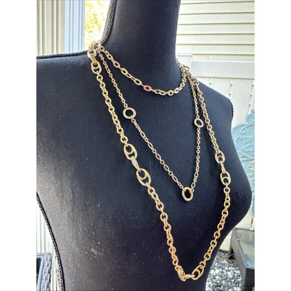 Laundry Shelli Segal Gold Link Chain Layered 16" Long Statement Necklace NEW $55 - Picture 2 of 11